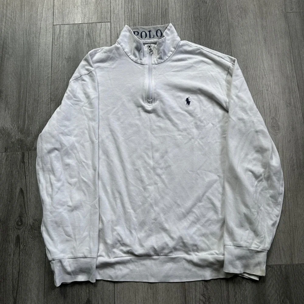 Mens Pocketed 1/4 Zip Sweater Polo Ralph Lauren Size XL